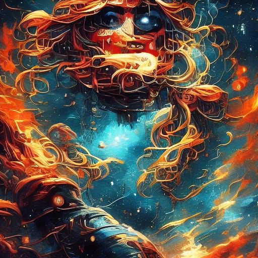 Striking Portrait with Heterochromia in Melancholy Style