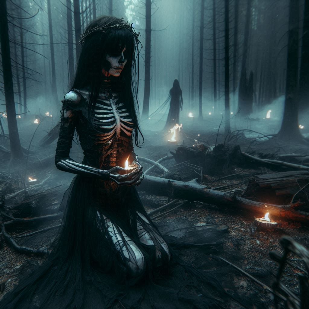 Steady flame begins to stir, Igniting dreams that the silent...