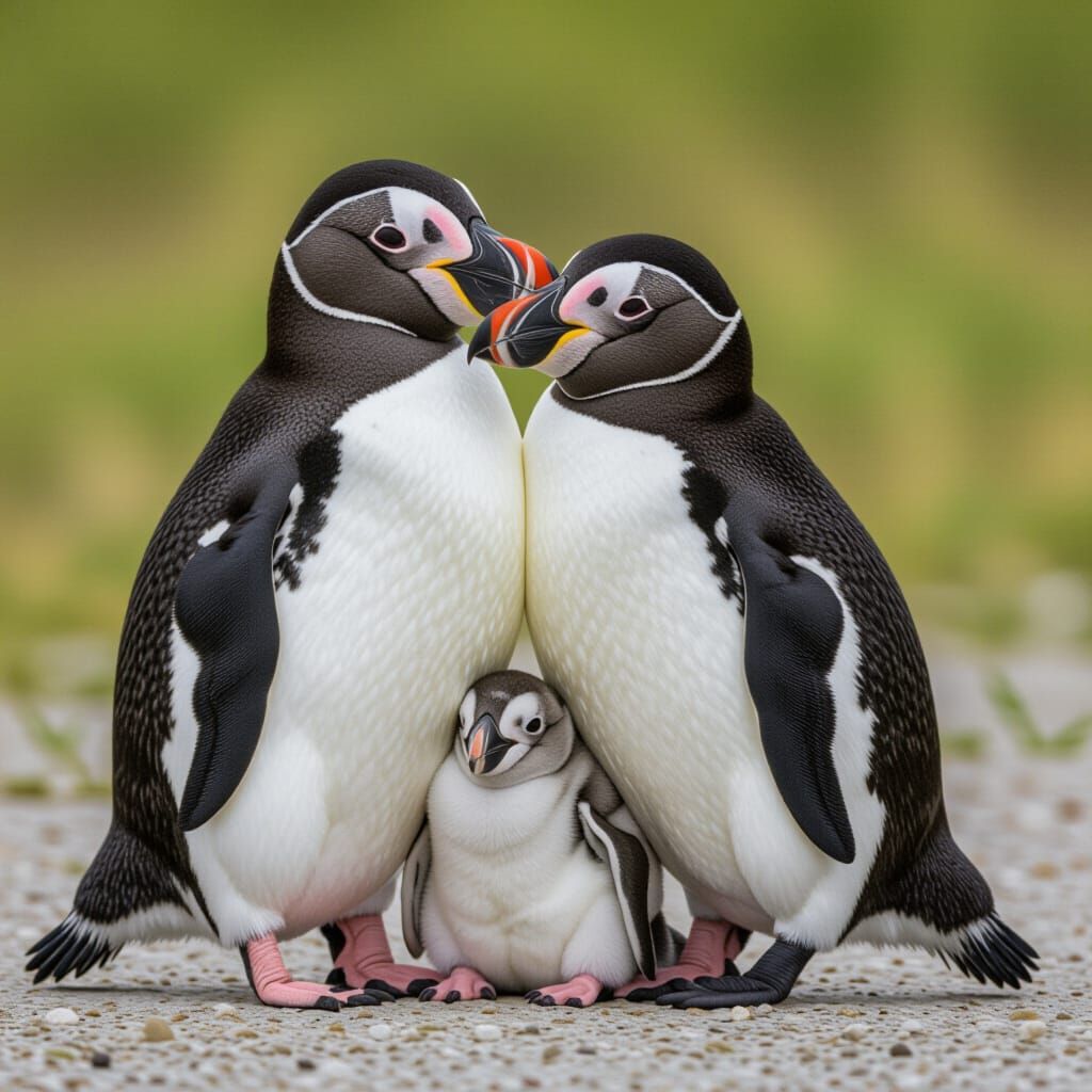 Flamingo Couple Embracing Tenderly