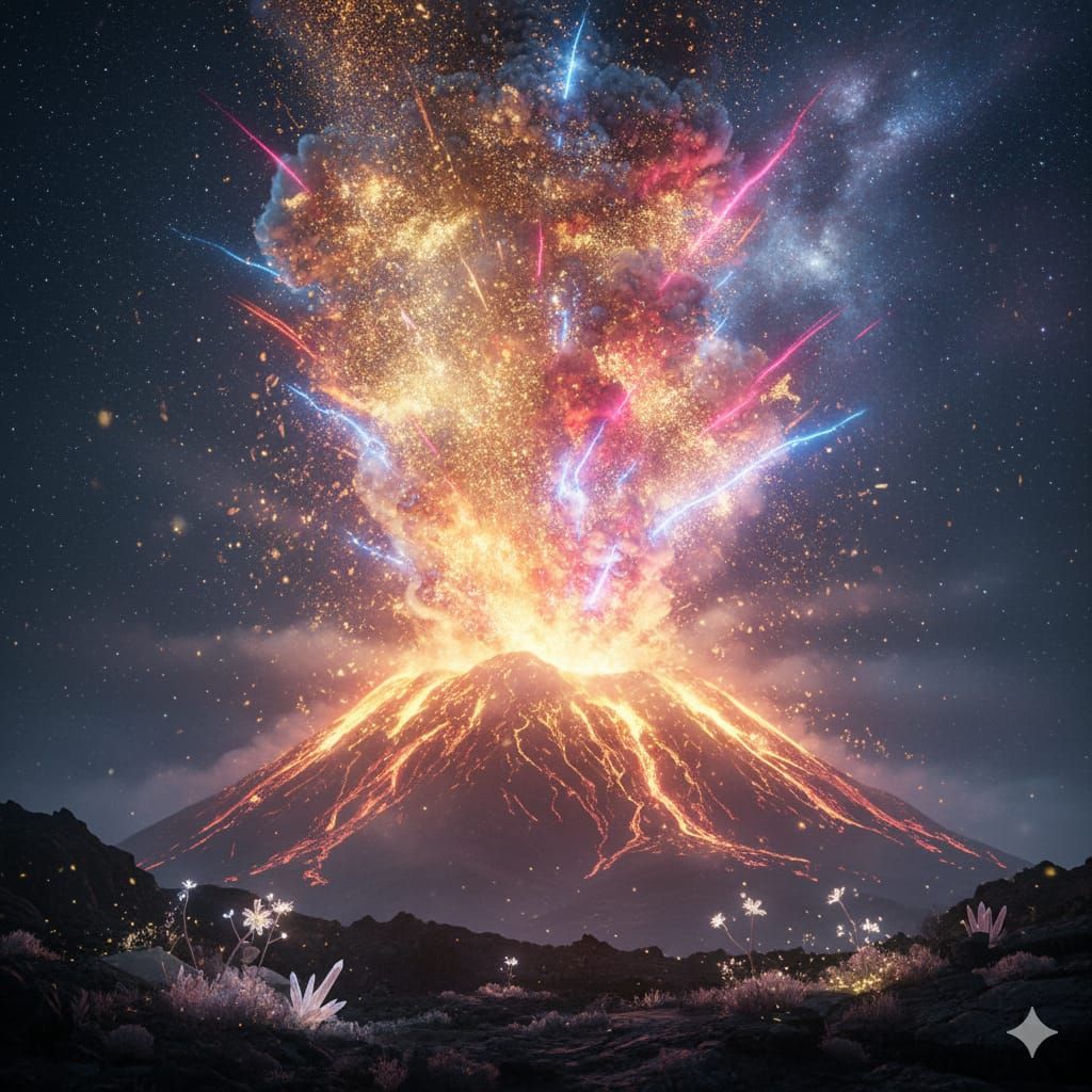 Un volcan crache de la poussière d'étoiles