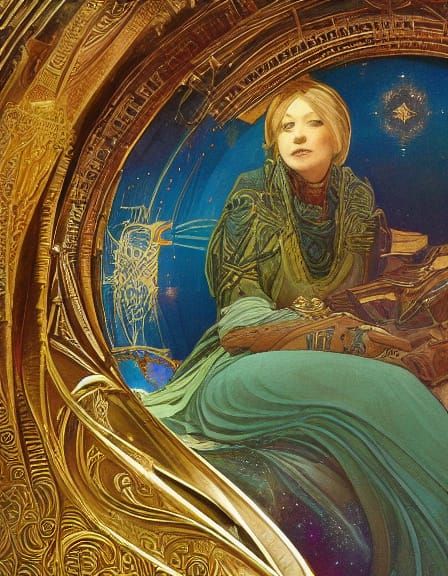 Imagine a celestial librarian organizing the books of the cosmos in a hidden library nestled within the heart of a dying star. The library i...