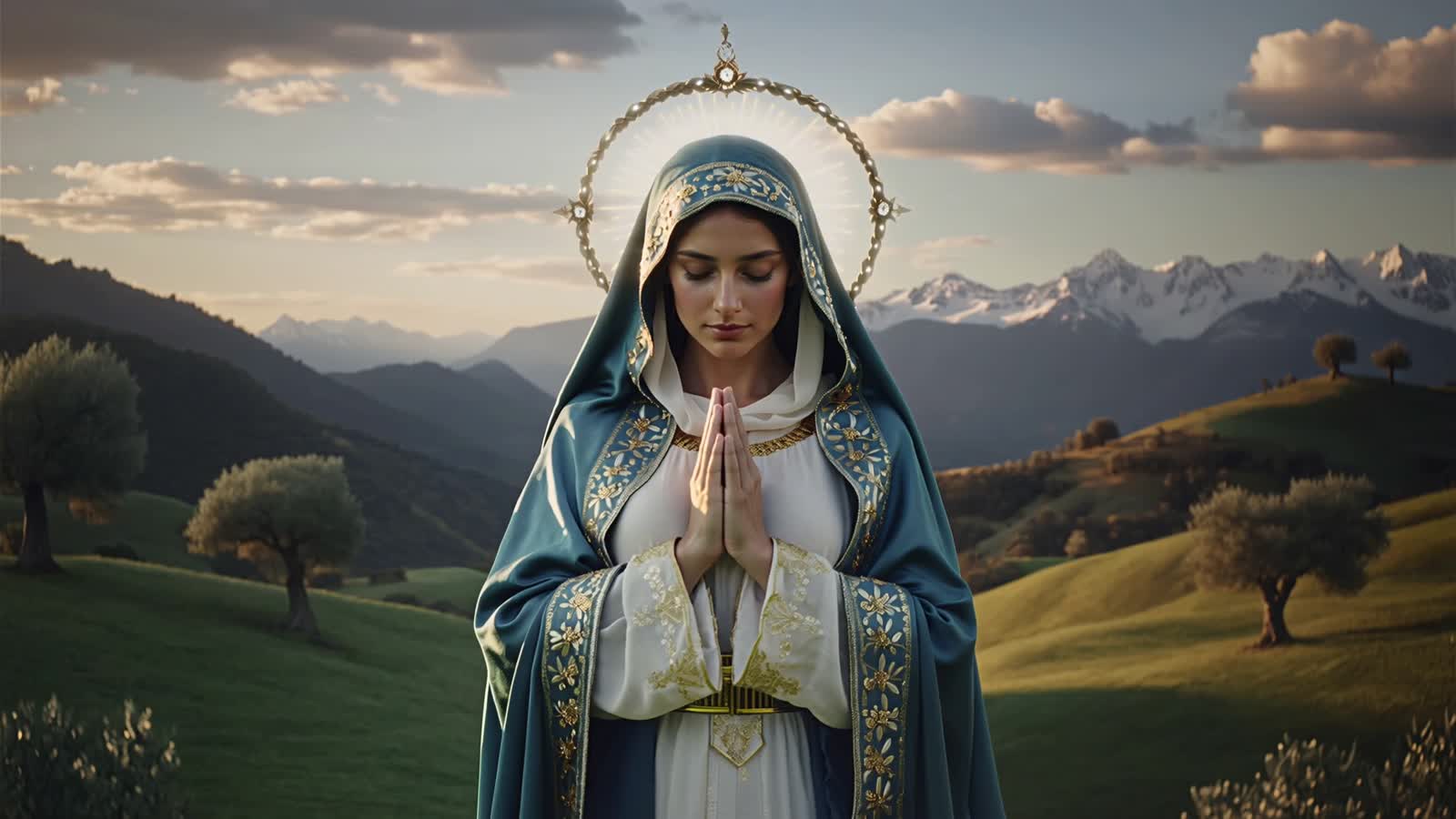 Betende Muttergottes erscheint auf Erden,himmlisch schön.Majestätisch vom glanz  nicht zu übertreffen.Strahlend schön ni...