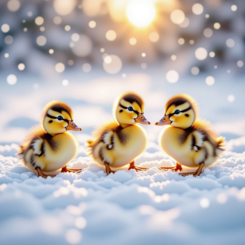 cute baby ducks playing in the snow <lora:Cute Baby Ducks:1.0>
