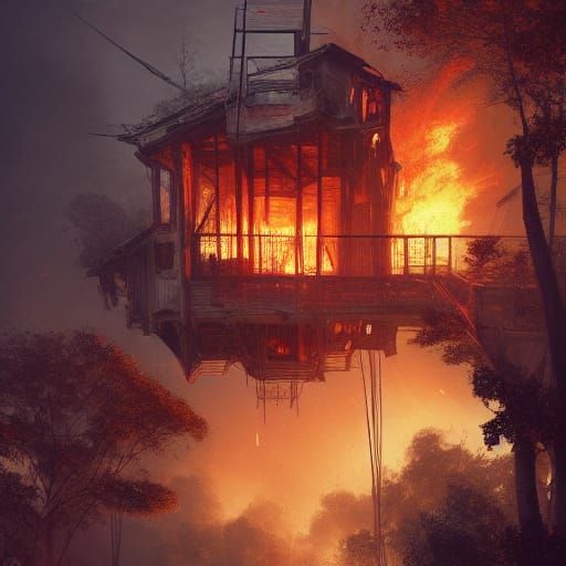 Treehouse on fire