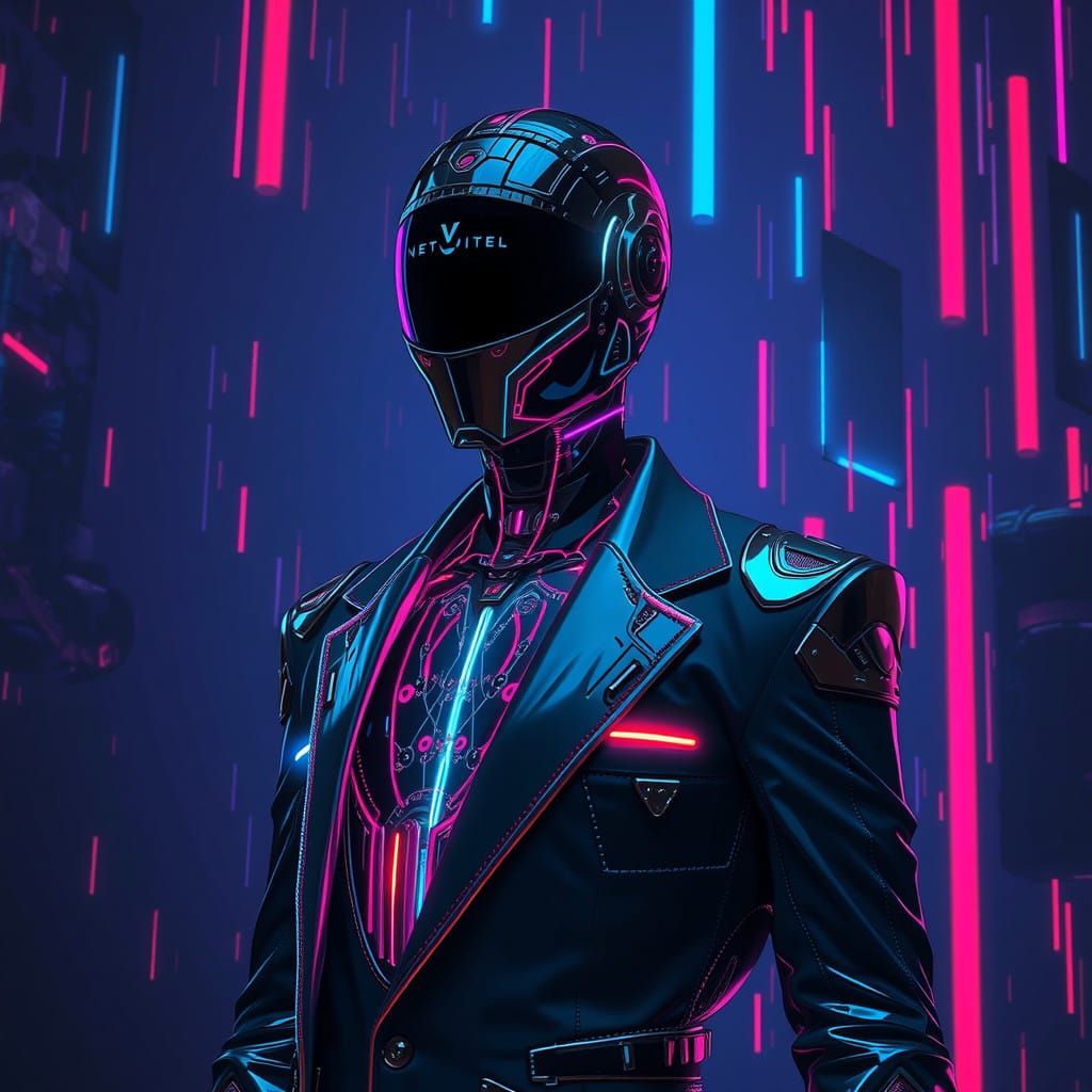 Mysterious Figure in Neon-Noir Digital Painting