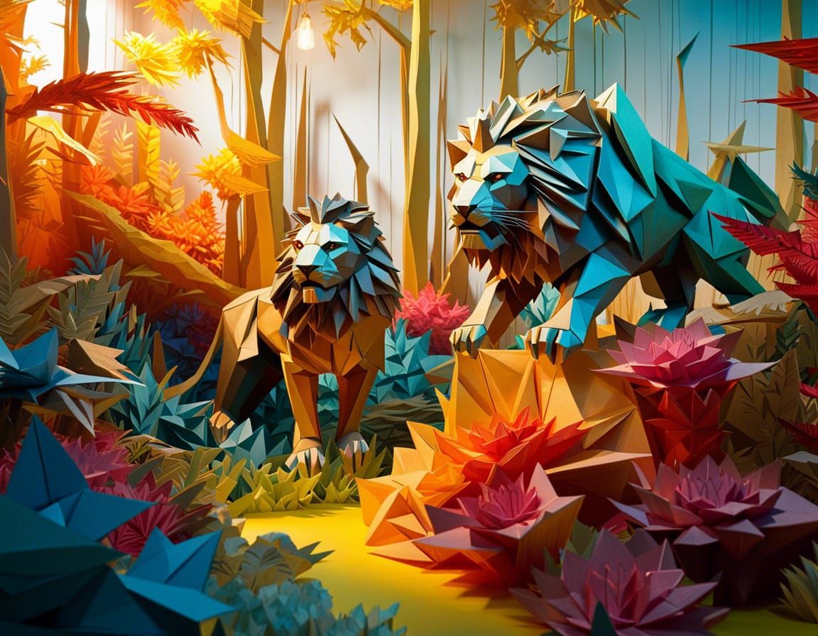 Origami paper lion  by @Mike Ritchie