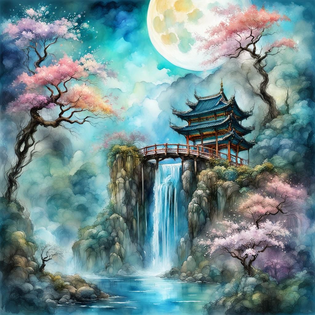 Chinese  Waterfall   by @Angelika