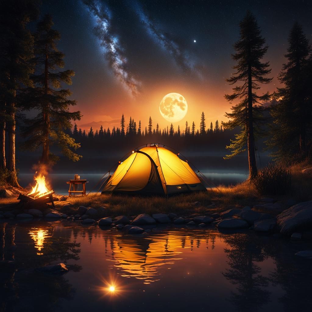 Camping at the Lake  by @OpalHorses