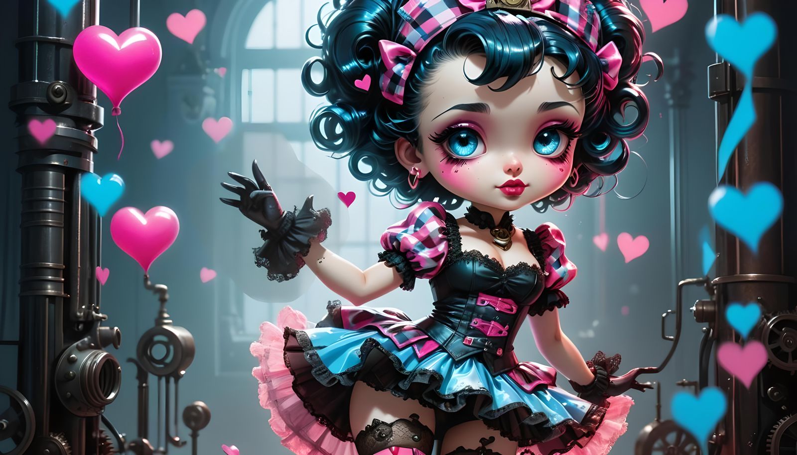 Steampunk Betty Boop Chibi 08 AI Generated Artwork NightCafe Creator