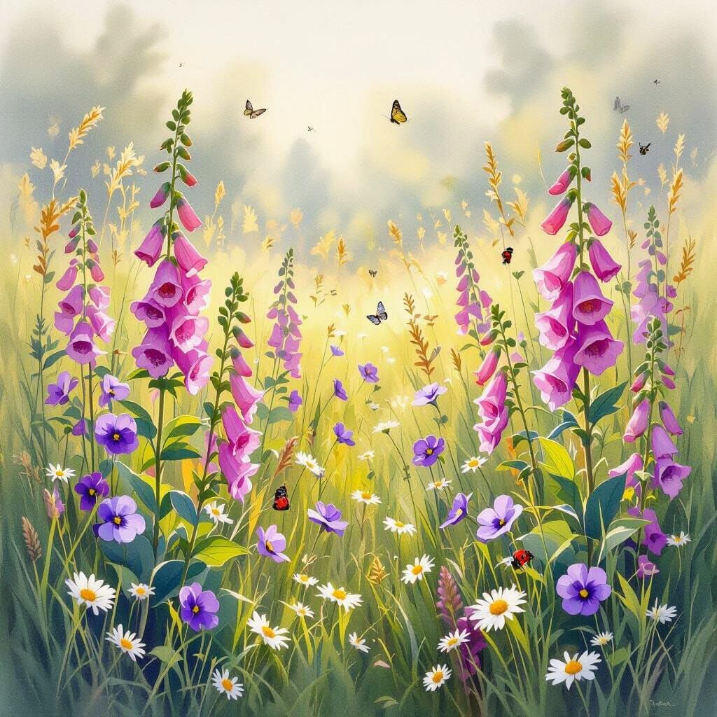 Wildflower meadow in bloom.