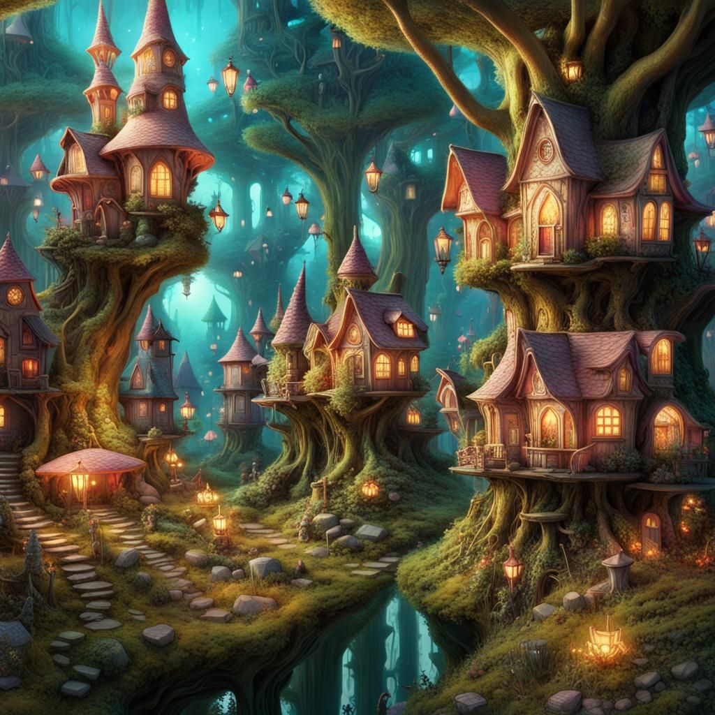 A Fairy Village - AI Generated Artwork - NightCafe Creator