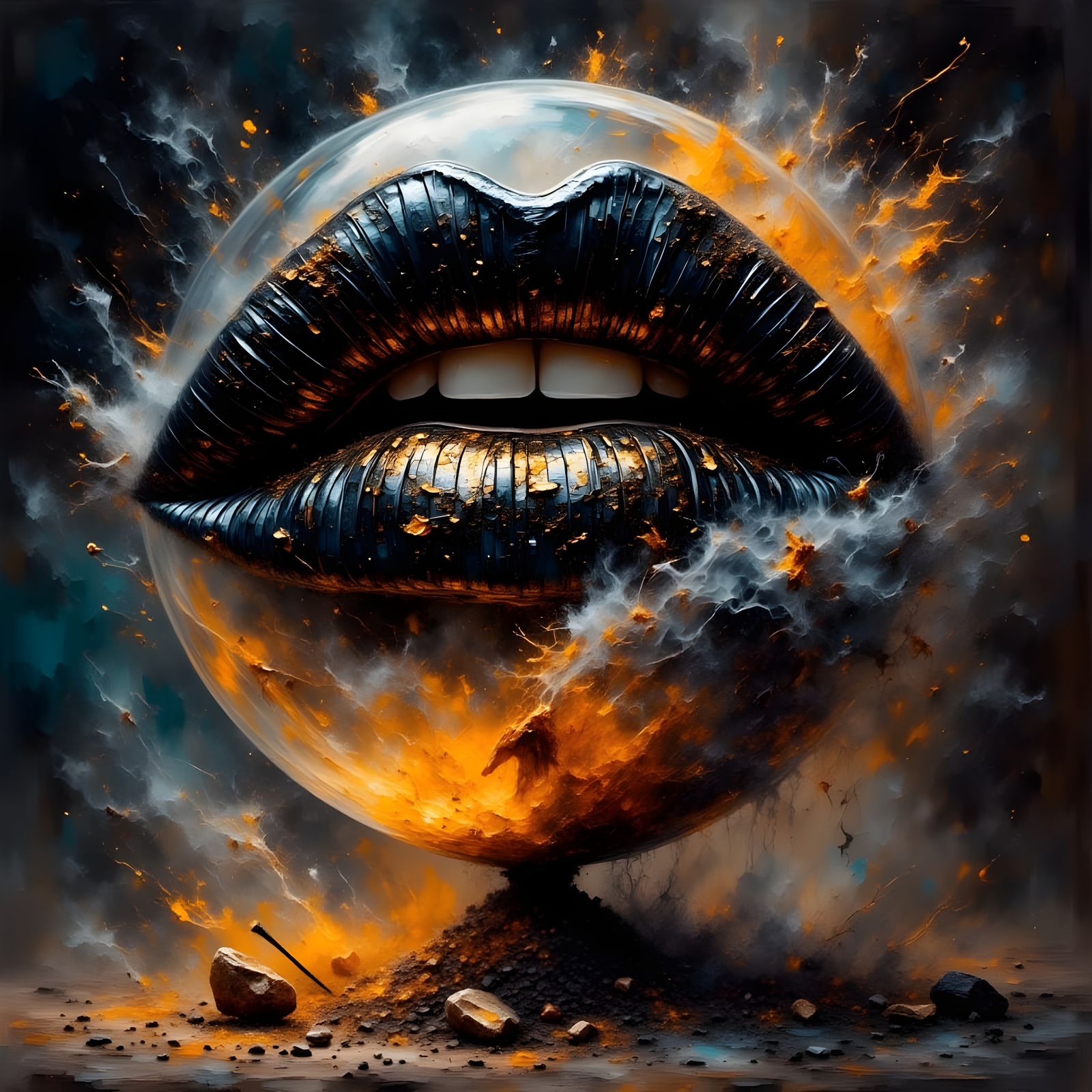 Cosmic Lips: A Futuristic Dream in Black