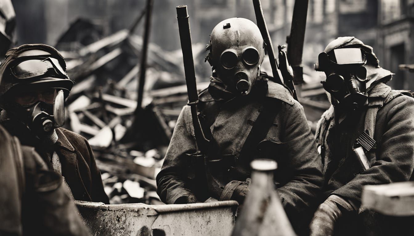 red forest, lights in the fog