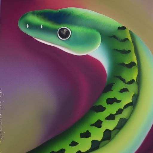 Green boa a soft pastel watercolor painting with ethereal am...