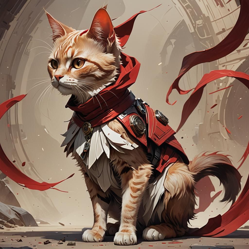 The Red Jedi Cat side view full body  8k resolution concept ...