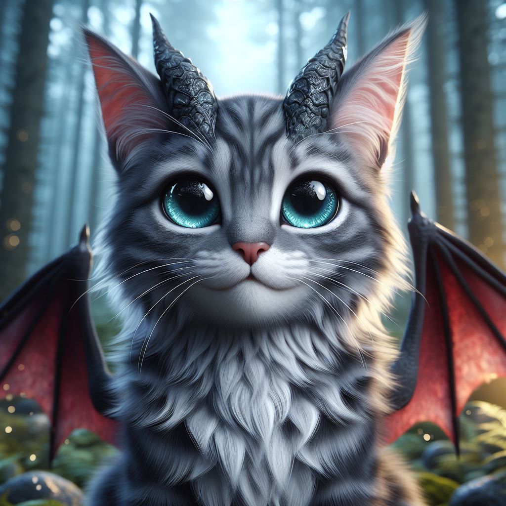 Grey Tabby Kitten Dragon
