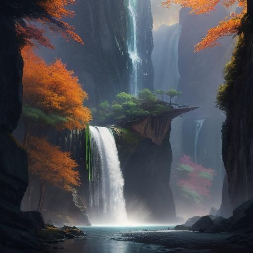 Waterfall Spaceship art deco inspired
