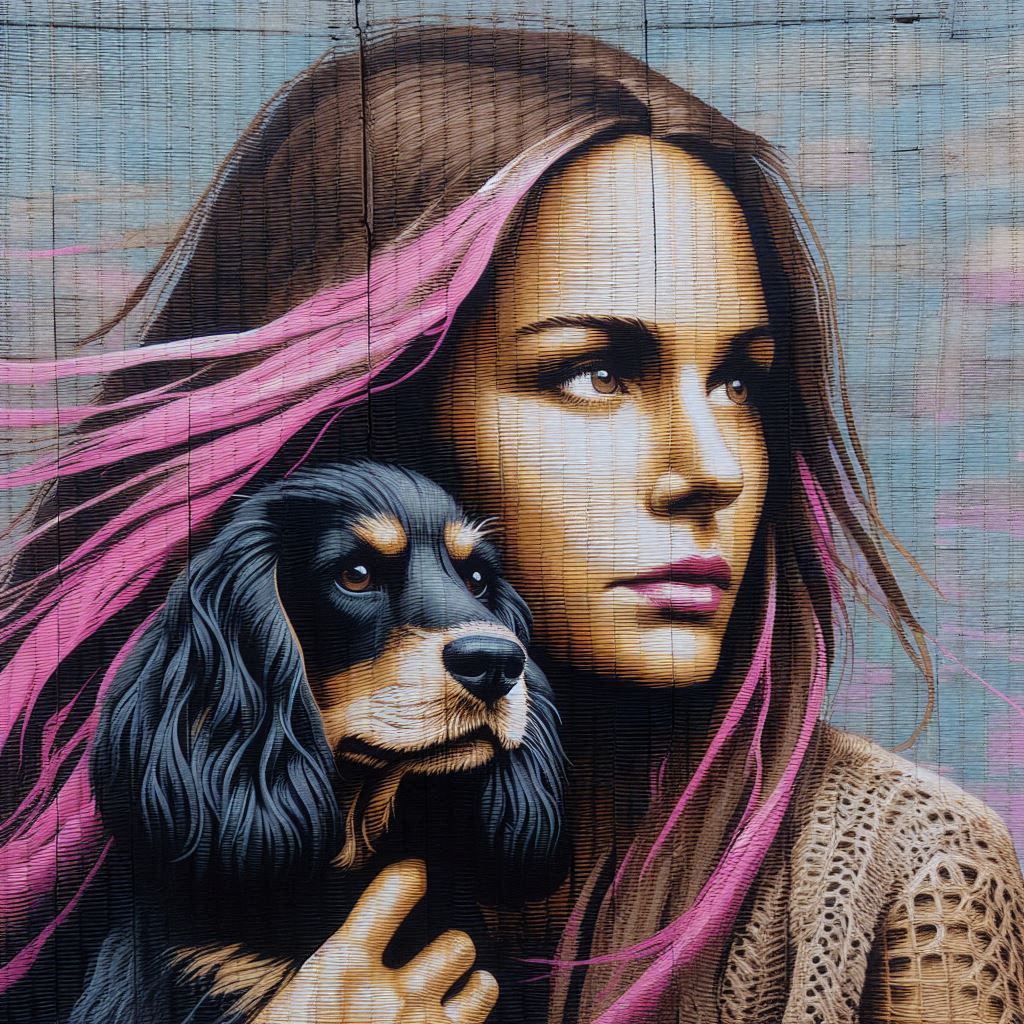 Woman and Her Dog - Wicker Art