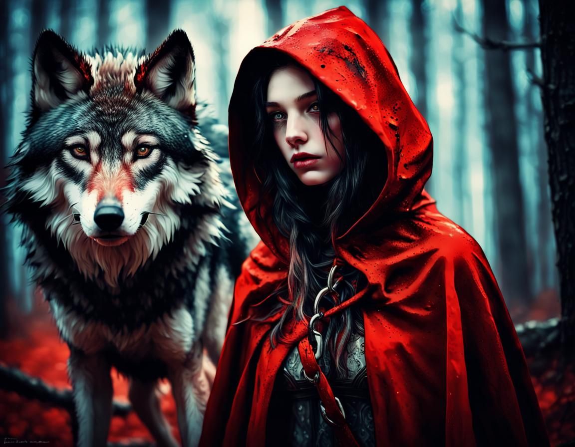 Red riding hood and her pet - AI Generated Artwork - NightCafe Creator