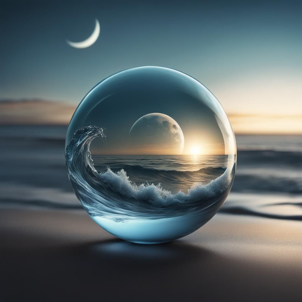 A glass orb with beautiful water 