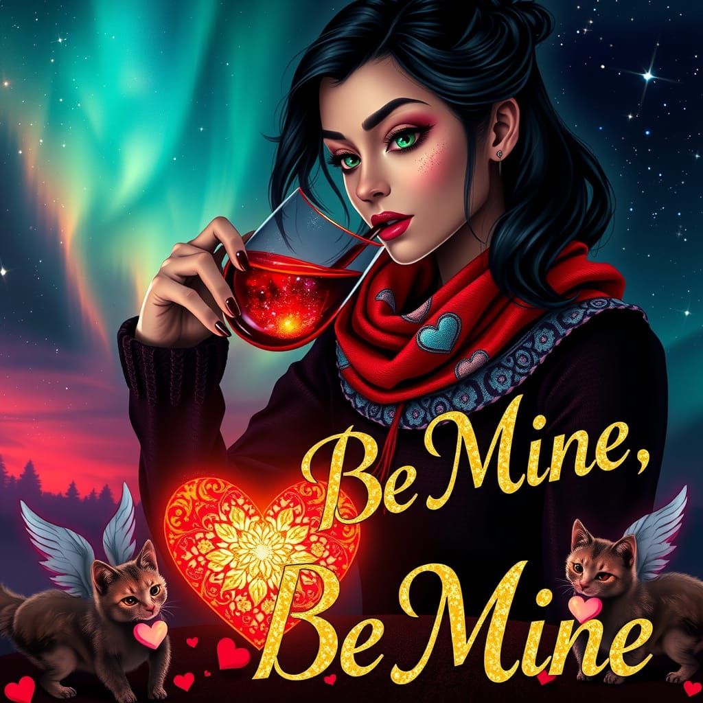 Sexy Vampire Valentine's Day Card with Glowing Heart Jug and...