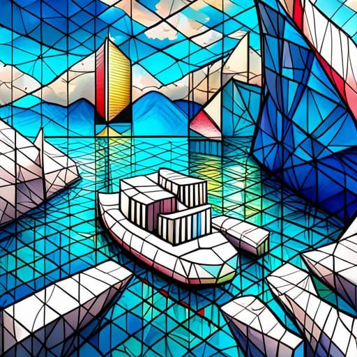 Geometric boat AI Generated Artwork NightCafe Creator