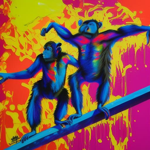 Chimps square dancing - AI Generated Artwork - NightCafe Creator