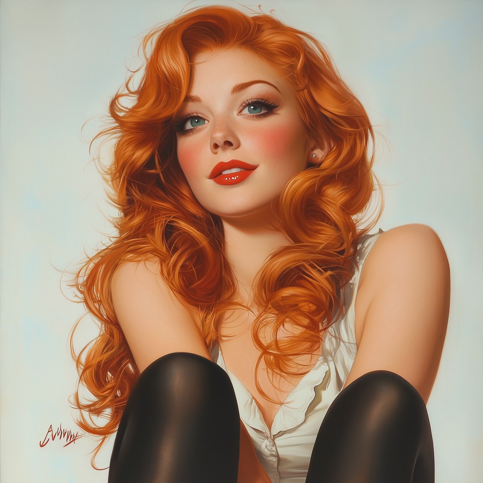 Vintage Pin-Up Woman in style of Art Frahm