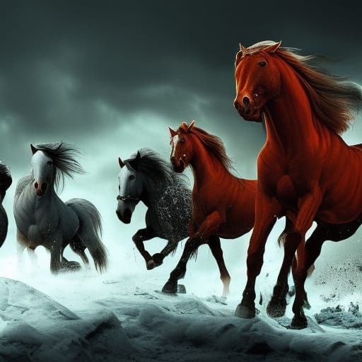 Horses in the snow - AI Generated Artwork - NightCafe Creator