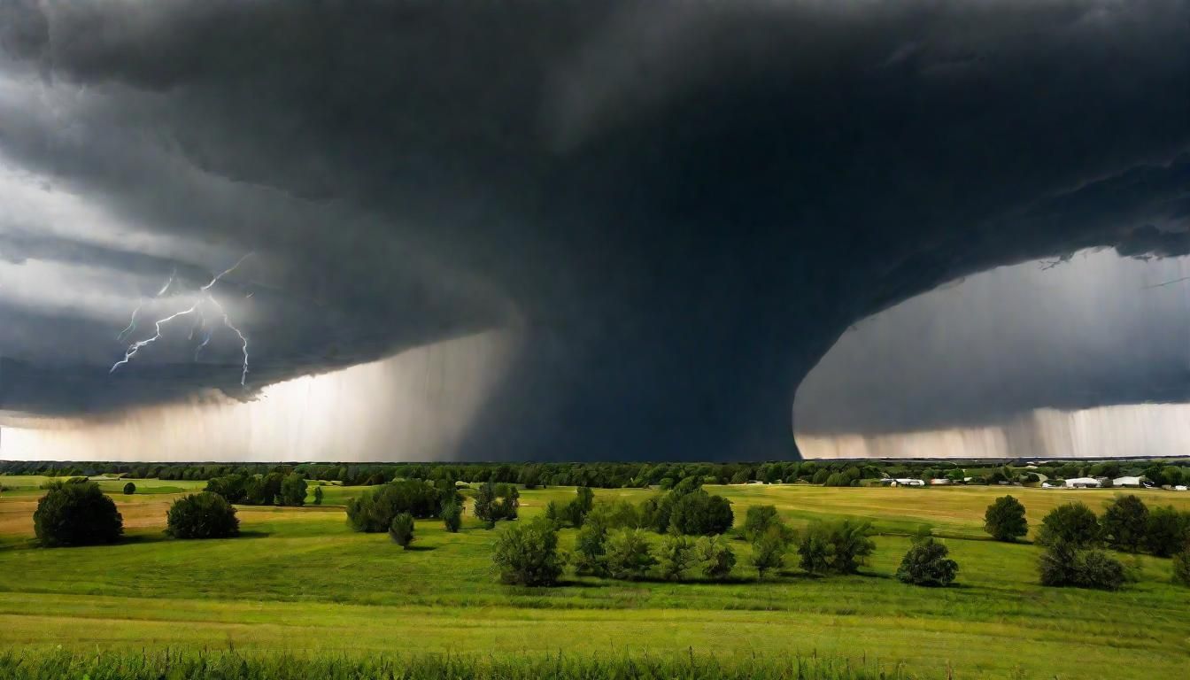 Tornado season with a small tornado crossing the countryside...