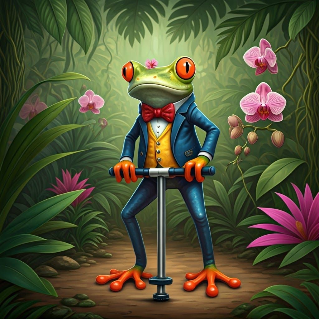 Frog Hopping On A Pogo Stick AI Generated Artwork NightCafe Creator