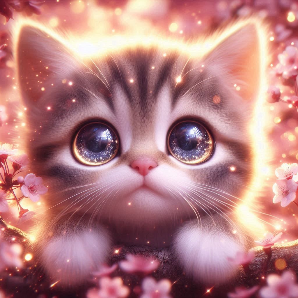 cherry blossom kitten