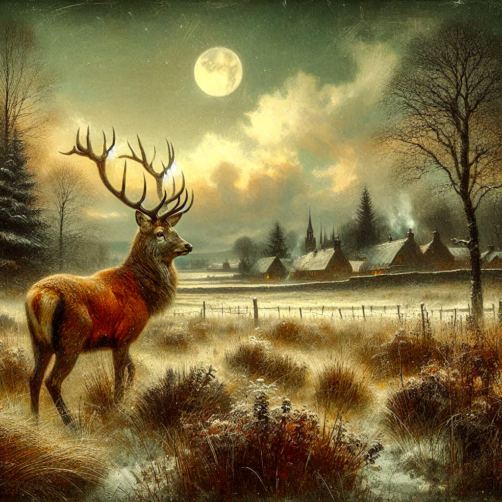 Moonlit Majesty: The Stag's Vigil