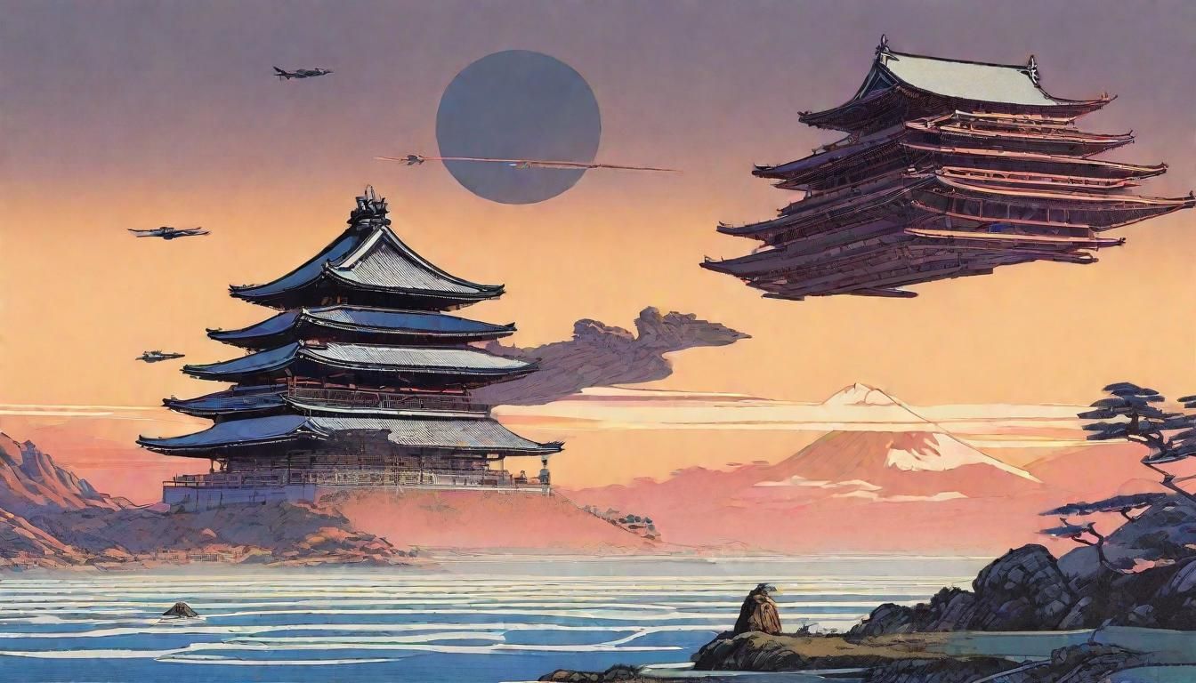 art by Katsushika Hokusai, Syd Mead. Flying machines of ancient Asia ...