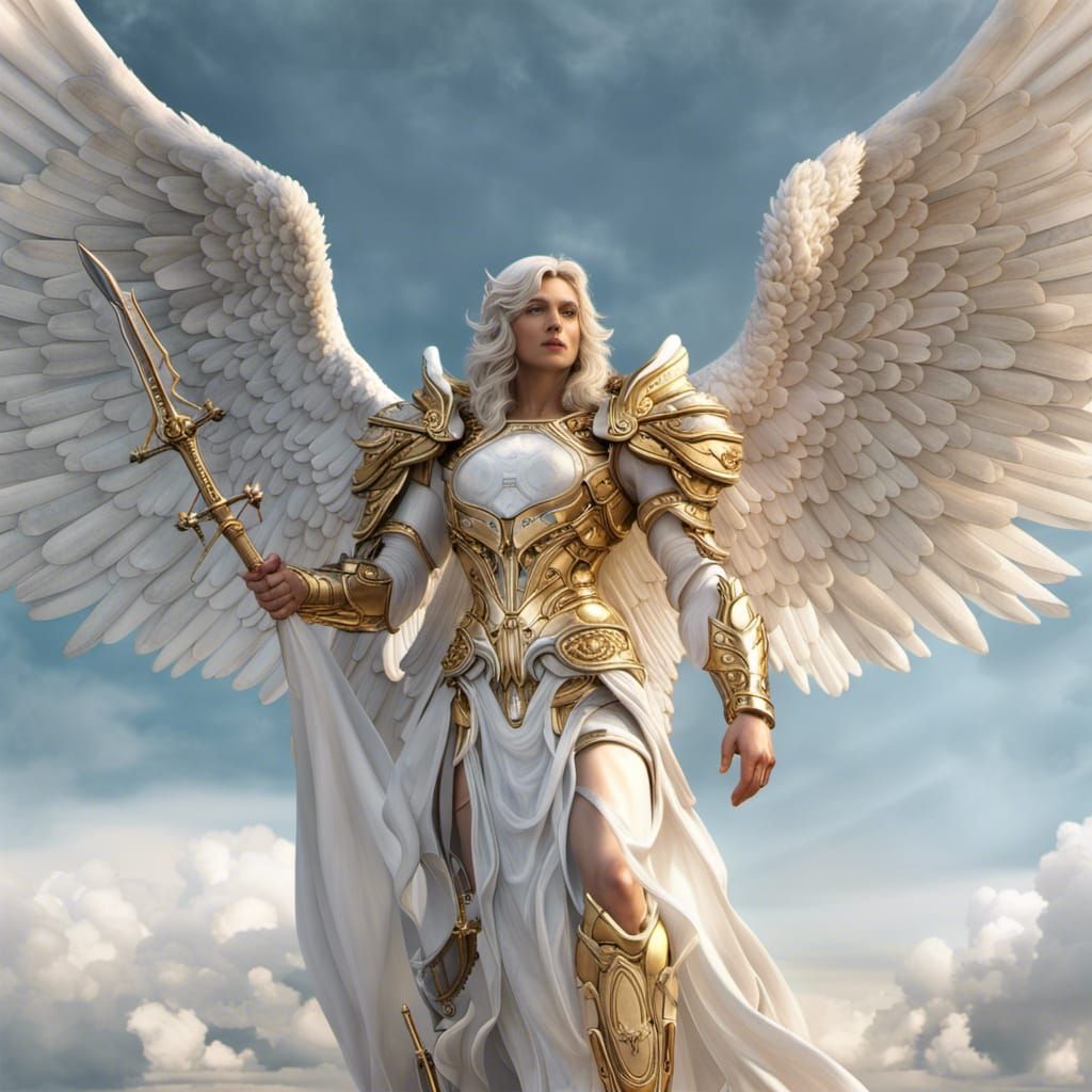Incredibly white, blinding white, angel, man or woman, with ...