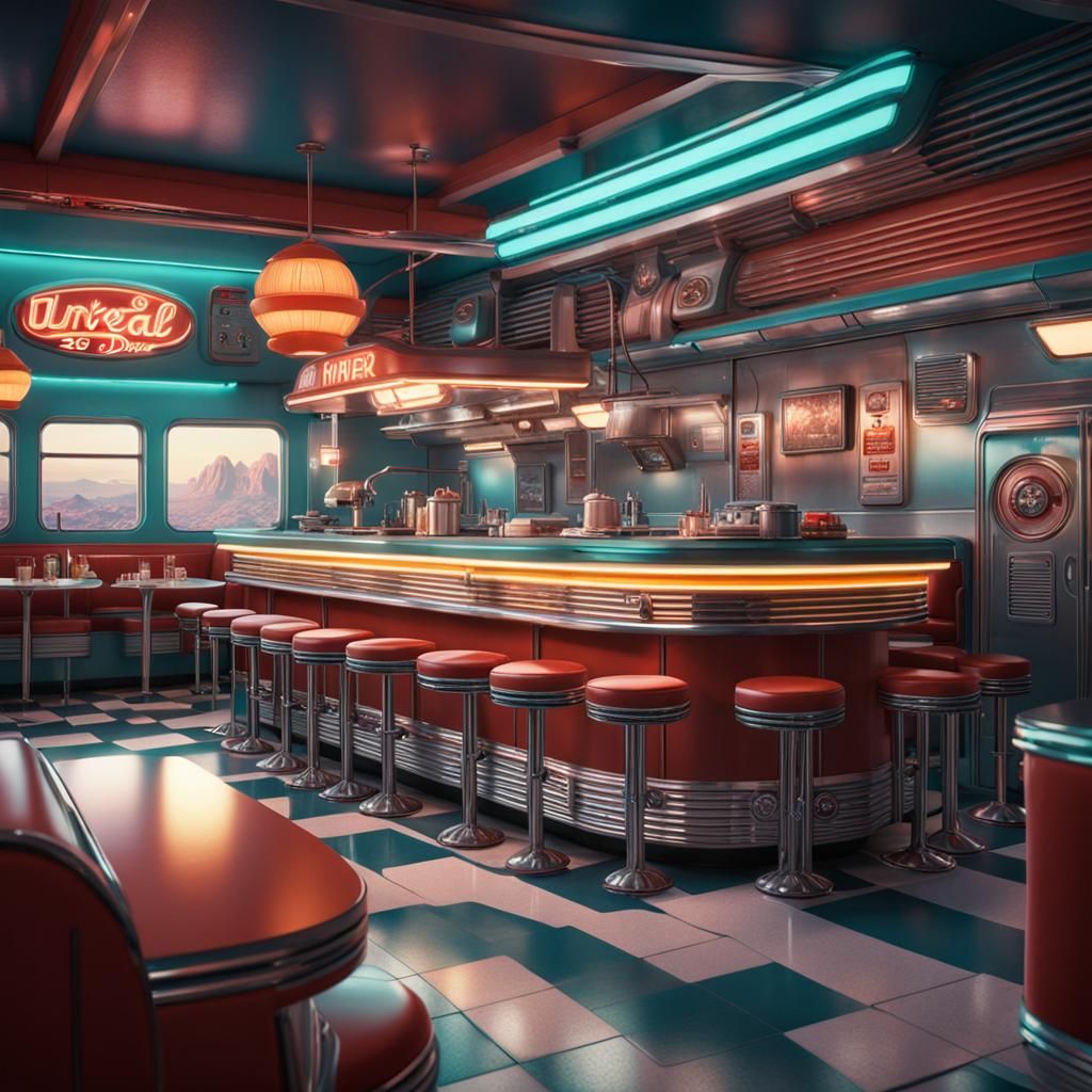 sci fi 50s diner - AI Generated Artwork - NightCafe Creator