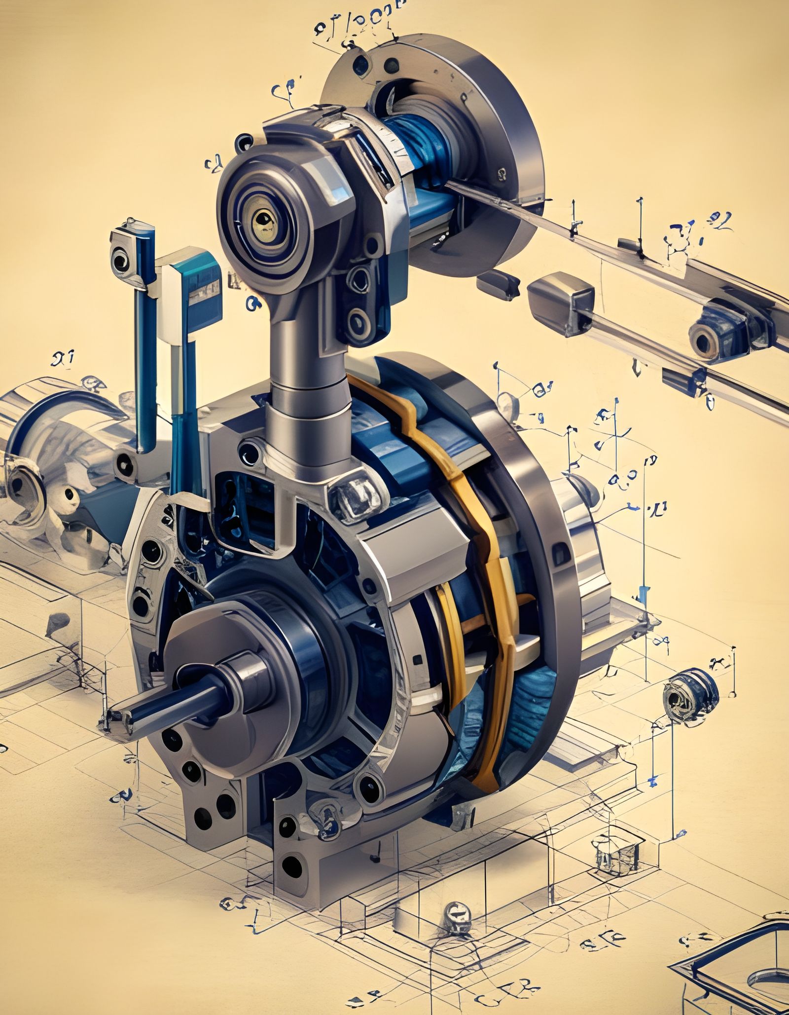 blueprint of a electric motor  by @Quetzalcoatlus