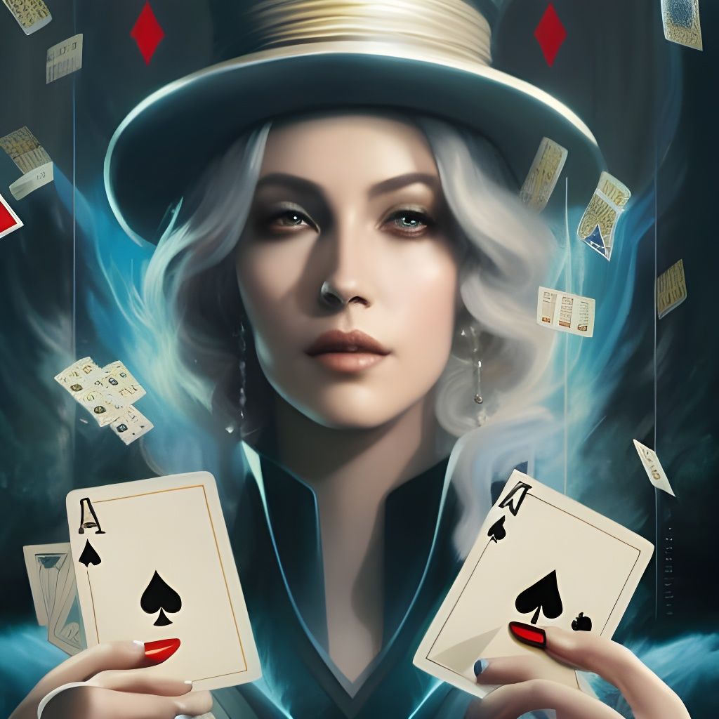 Magician showing her card before she make it disappear false