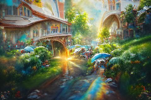 Detailed Digital Painting with Watercolor Sunshine