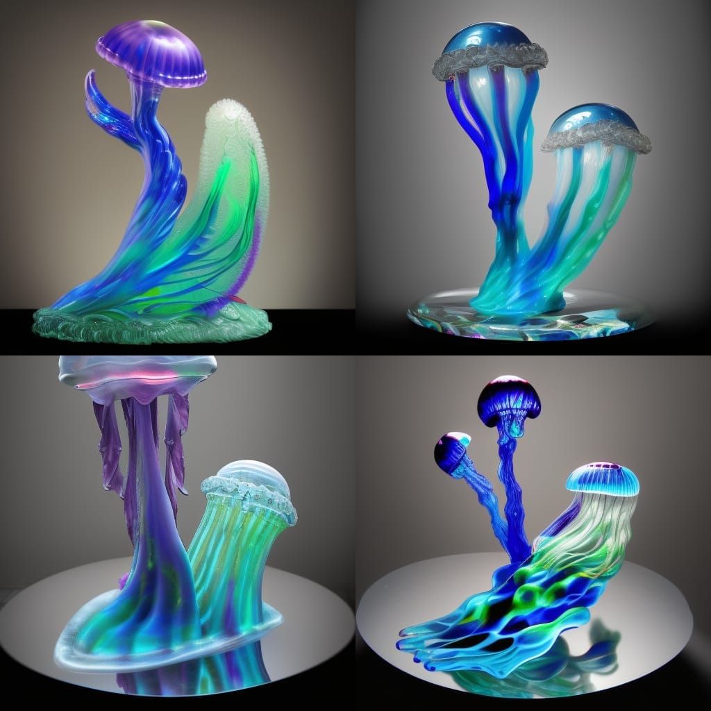 Glass sculpture, jellyfish, realistic sculpture, glass art, blown glass ...