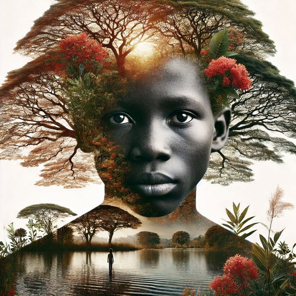 double exposure beautiful fantasy portrait landscape..