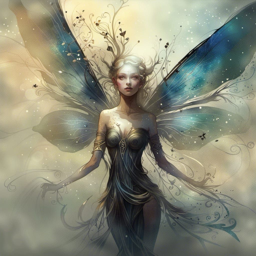 fairy, metallic, shadowy, watercolor, by Anne Bachelier :: floating ...