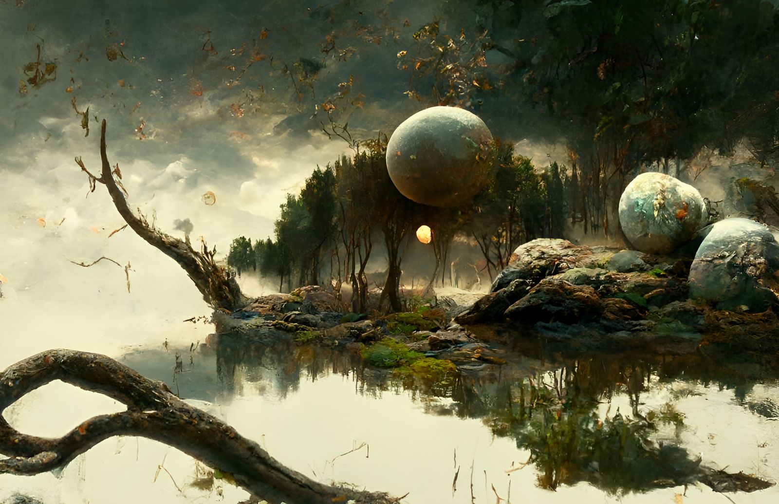 Beautiful painting of a strange planet