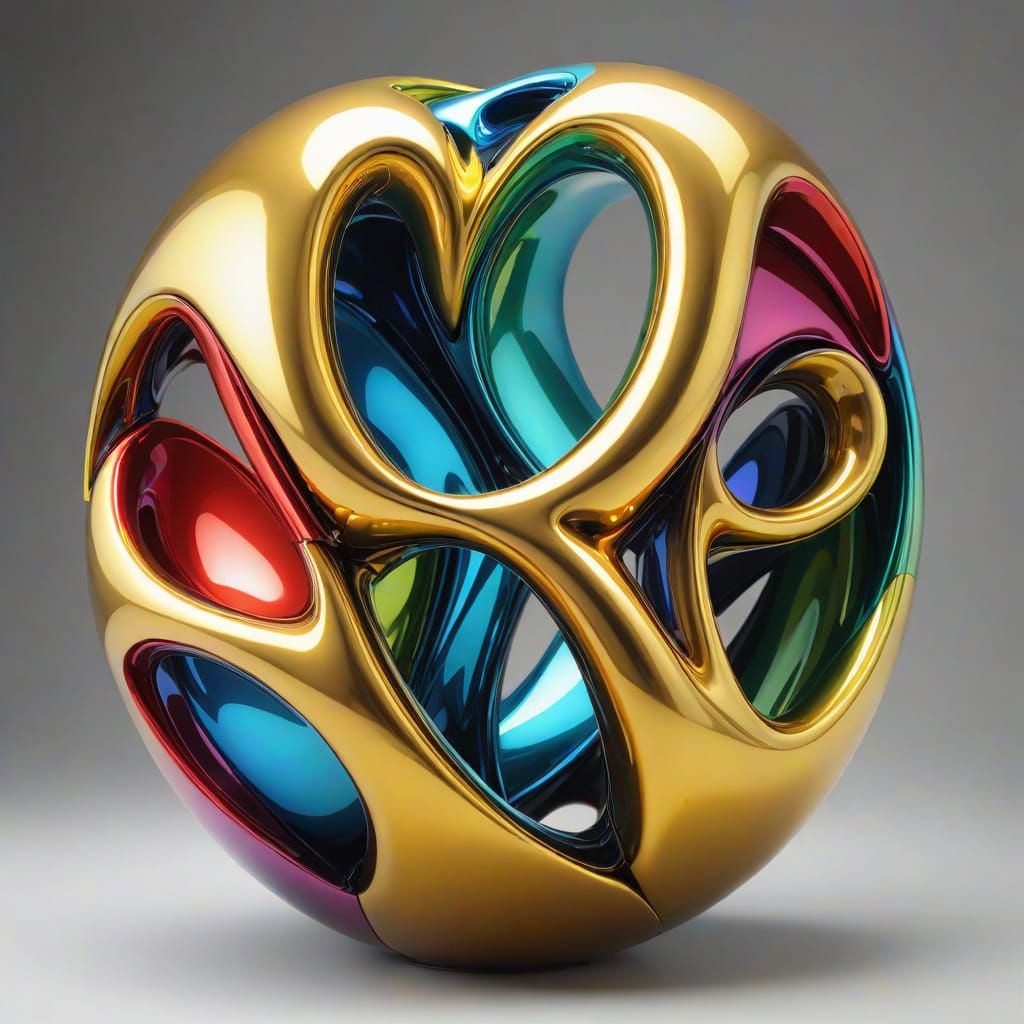 Twisted Love Abstract Sculpture in Bold Metallic Colors
