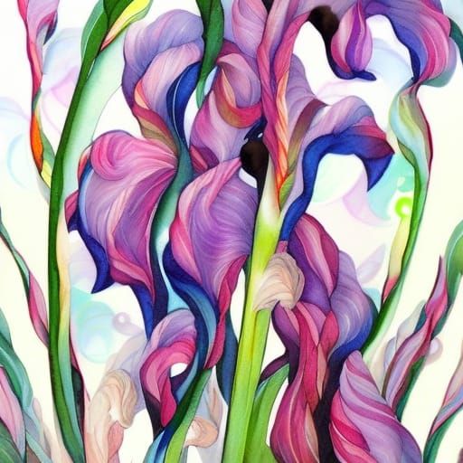tall bearded iris watercolor warrior