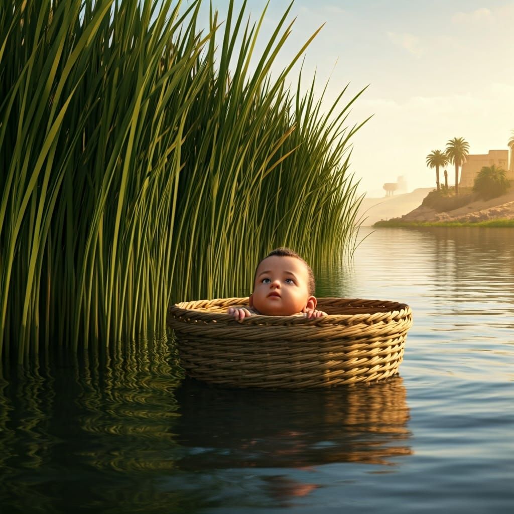 Baby Moses Adrift on the Nile
