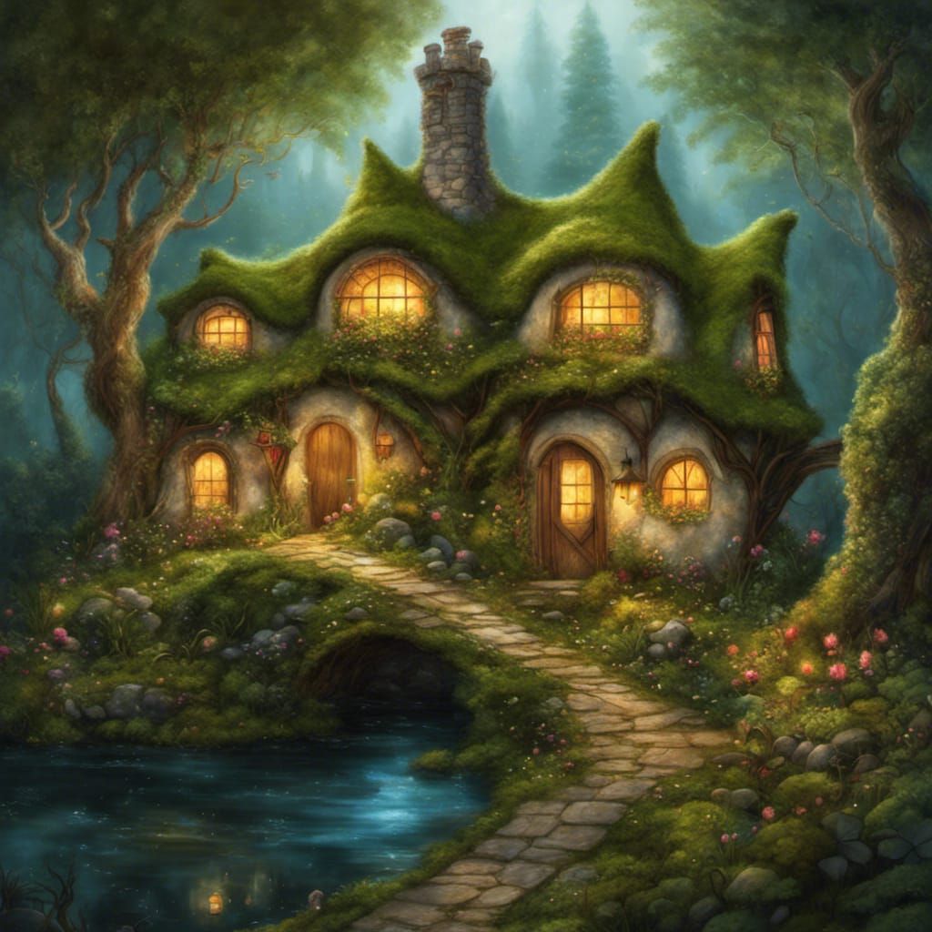 Cozy Hobbit Style Cabin in the Woods - AI Generated Artwork - NightCafe ...