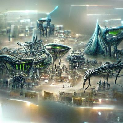 Detailed concept art of alien city