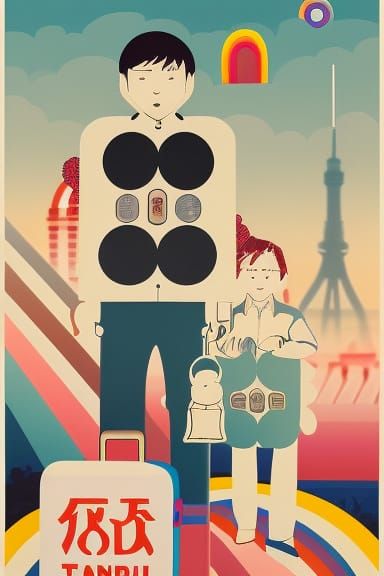 Travel poster, Murakami, rainbow, Wes Anderson, haas brother...