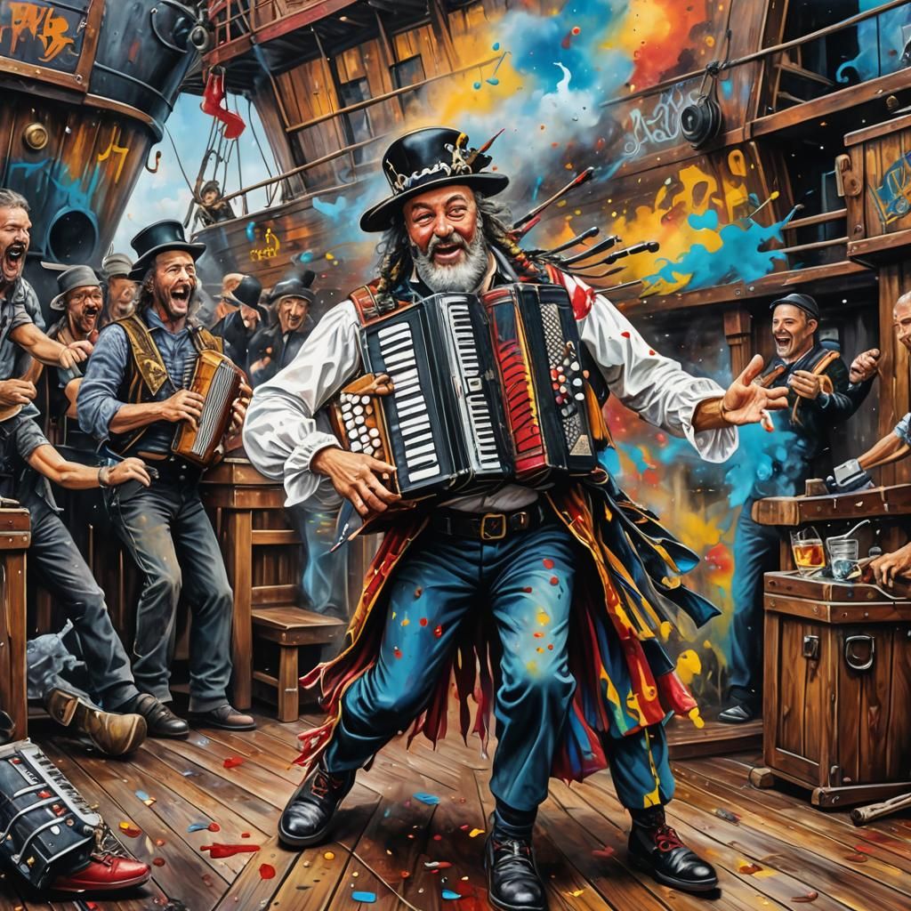 His accordion made a nasal, droning undernote like bagpipes,...